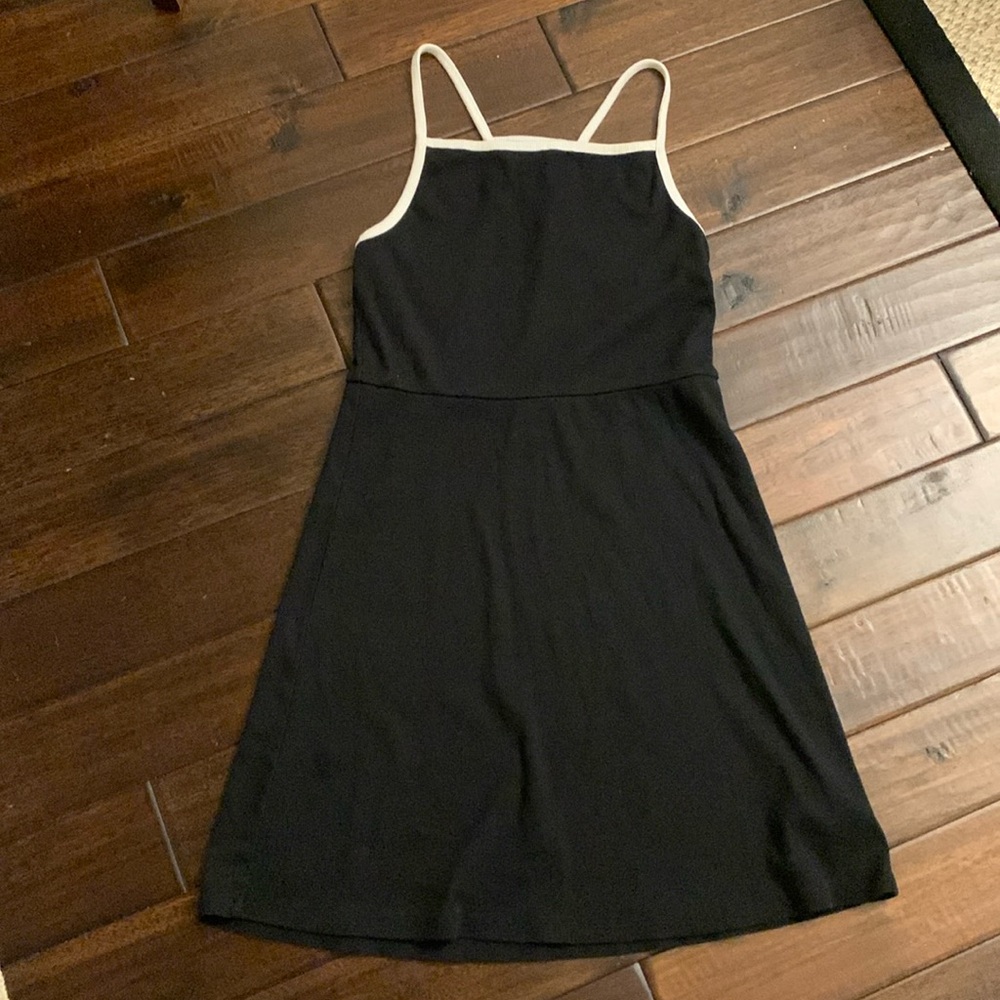 VANS Black pull on halter top dress with white straps Size Small